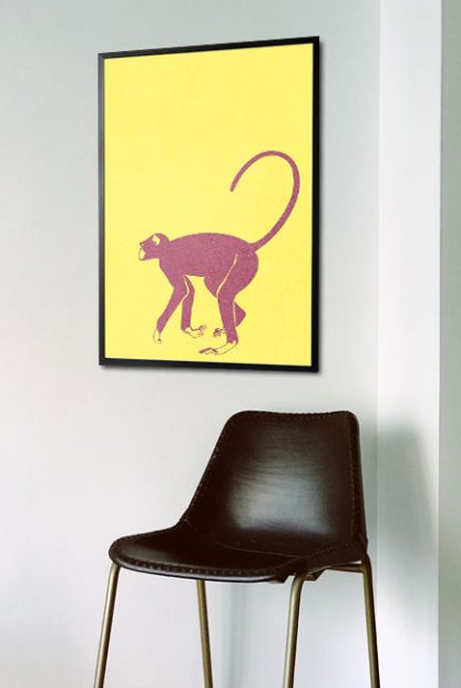 Monkey stencil poster in interior