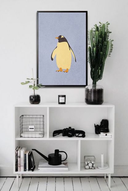 Penguin art print poster in interior