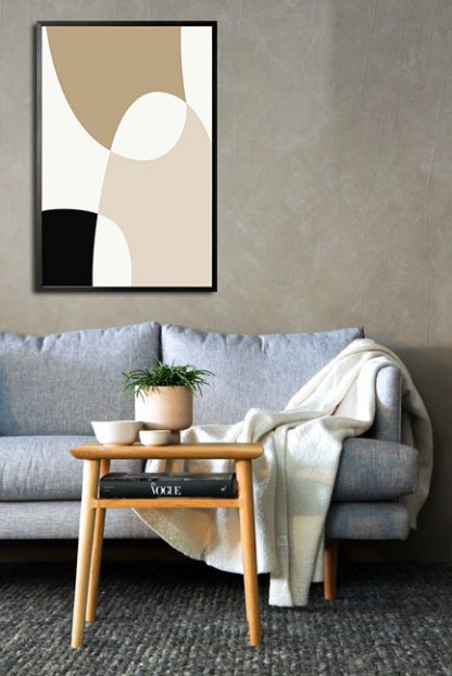 Beige tone shapes poster in interior