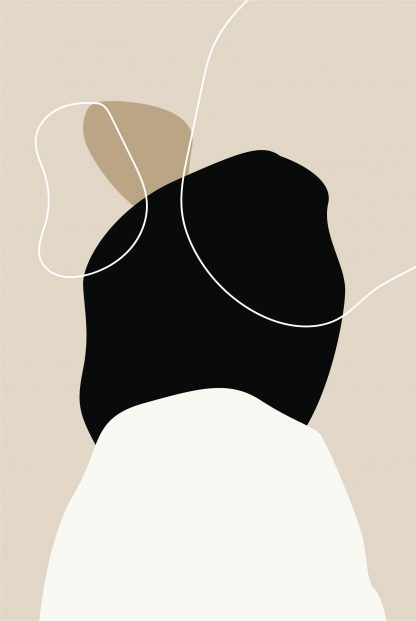 Beige tone shapes and lines no. 1 poster