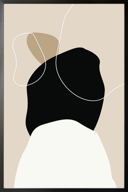 Beige tone shapes and lines no. 1 poster