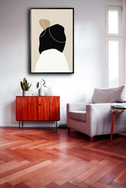 Beige tone shapes and lines no. 1 poster in interior