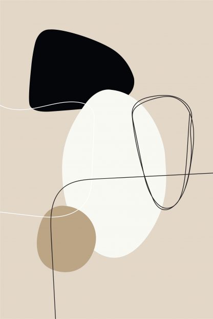 Beige tone shapes and lines no. 2 poster