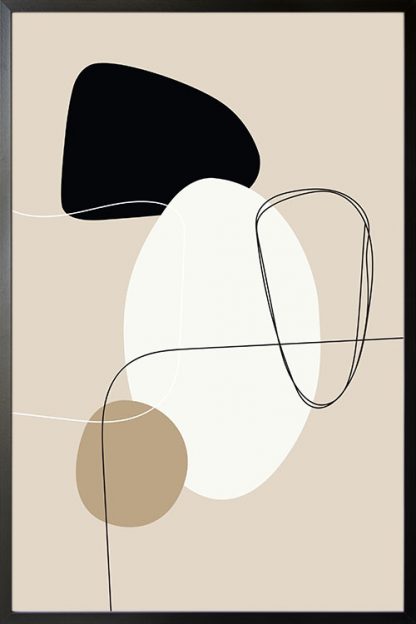 Beige tone shapes and lines no. 2 poster