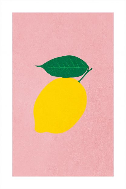 Lemon on pink background poster