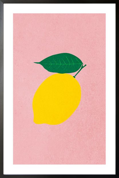Lemon on pink background poster