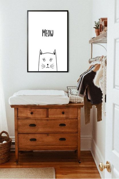 Cat meow poster in interior