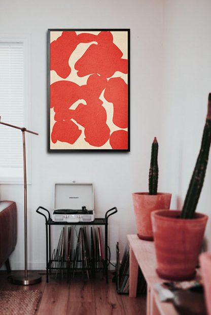 Orange Color abstract shapes poster in interior