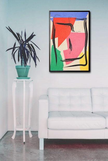 Freehand Stroke and abstract shape poster in interior