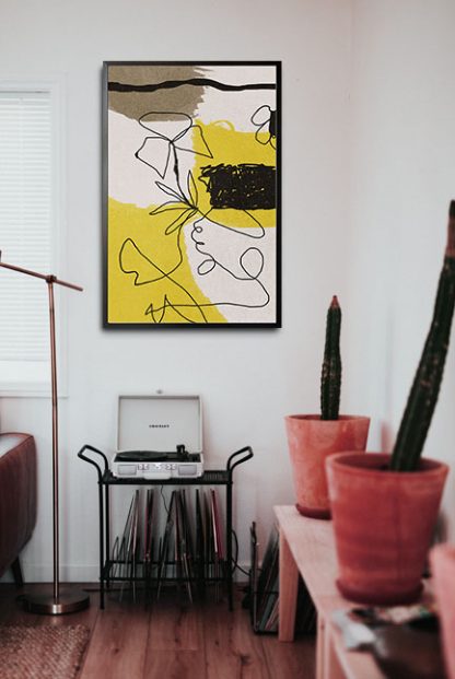 Abstract hand drawn no. 1 poster in interior