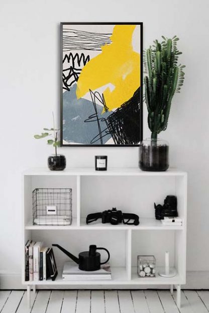 Abstract hand drawn no. 5 poster in interior