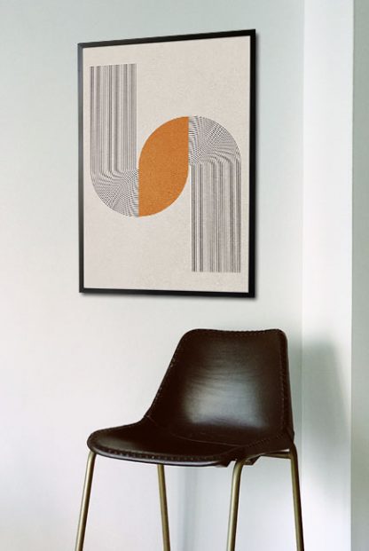 Graphical lines and joined quarter circle poster in interior