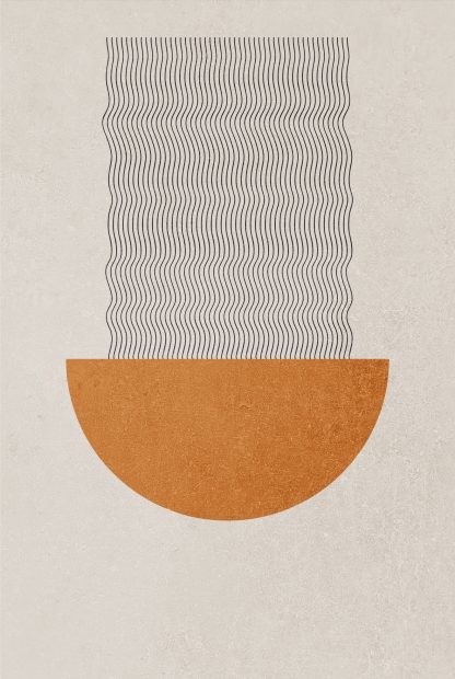 Graphical lines and circle forming ramen poster