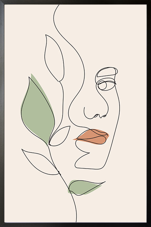 Girly Face Line Art No2 Poster - Artdesign