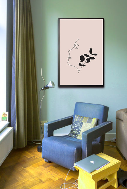 Girly face line art no. 5 poster in interior