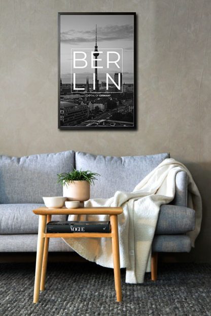 Berlin B&W Typo poster in interior