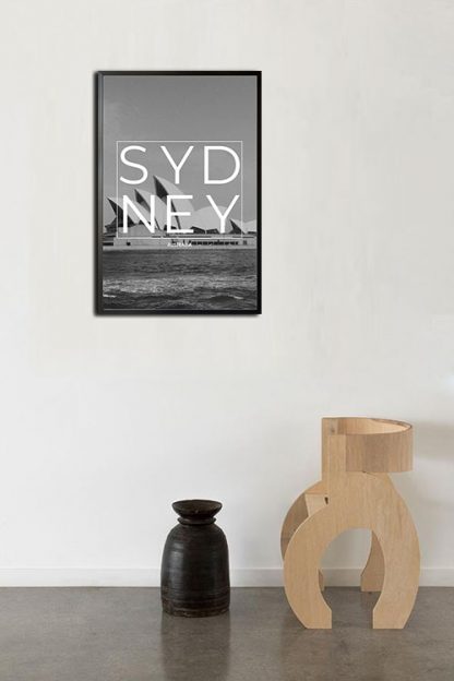Sydney B&W Typo poster in interior
