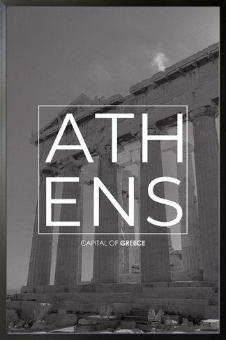 Athens B&W Typo poster