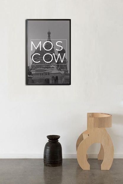 Moscow B&W Typo poster in interior