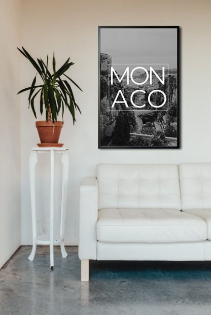 Monaco B&W Typo poster in interior