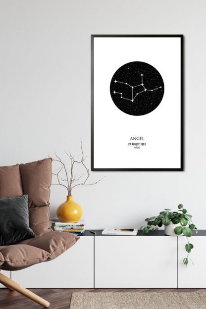 Personalized Zodiac Virgo poster in interior