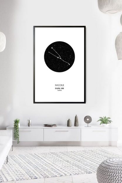 Personalized Zodiac Taurus poster in interior