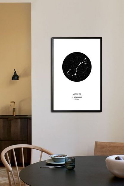 Personalized Zodiac Scorpio poster in interior