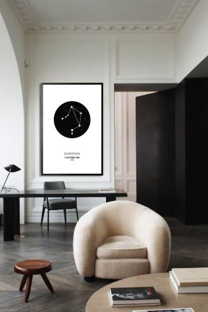 Personalized Zodiac Libra poster in interior