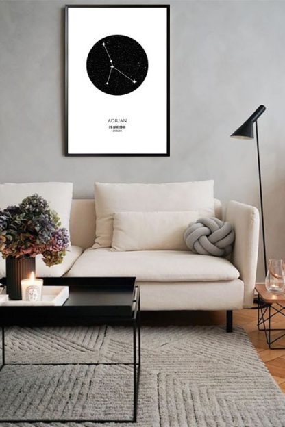 Personalized Zodiac Cancer poster in interior