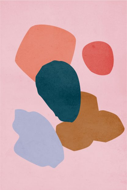 Shade of pink and blue shapes poster