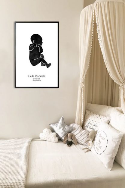 Baby Watercolor silhouette personal poster in interior