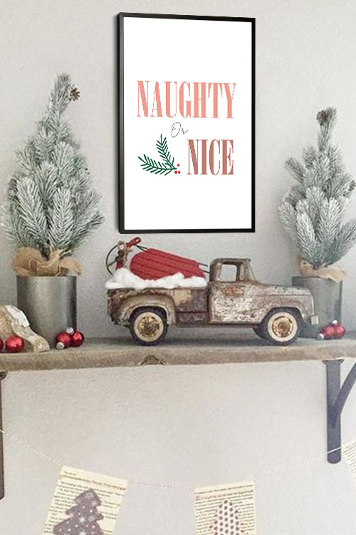 Naughty or nice poster in interior