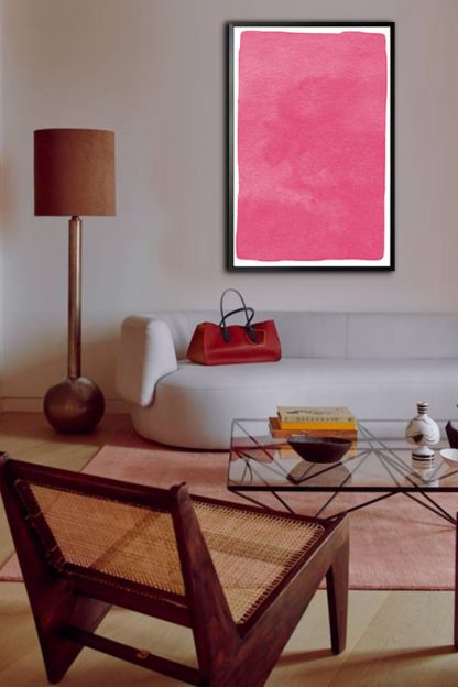 Textured pink watercolor poster in interior