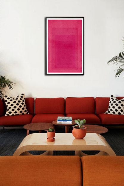 Textured pink rectangles poster in interior