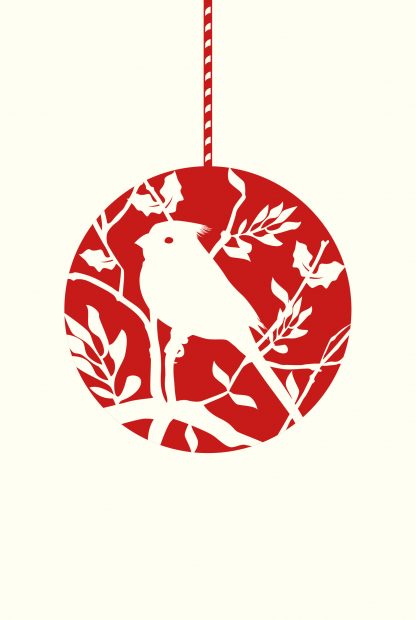 Christmas bird on branch poster