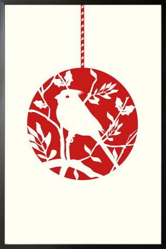 Christmas bird on branch poster