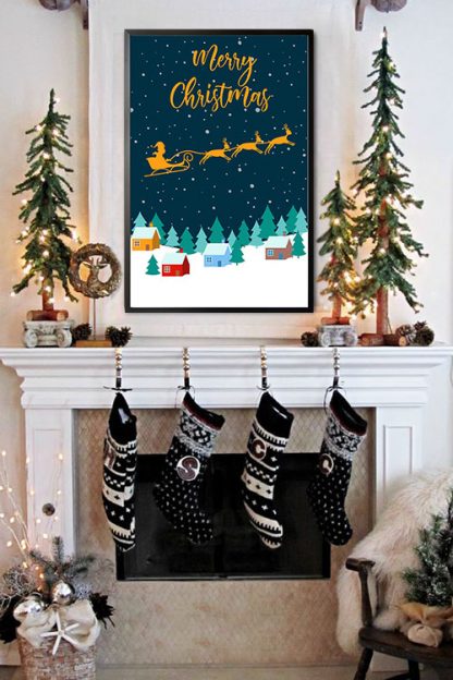 Sleigh in town poster in interior