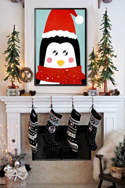 Cute penguin poster in interior