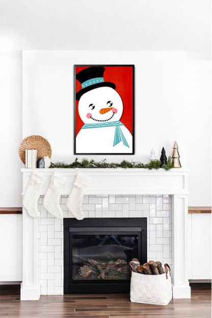 Cute snowman poster in interior