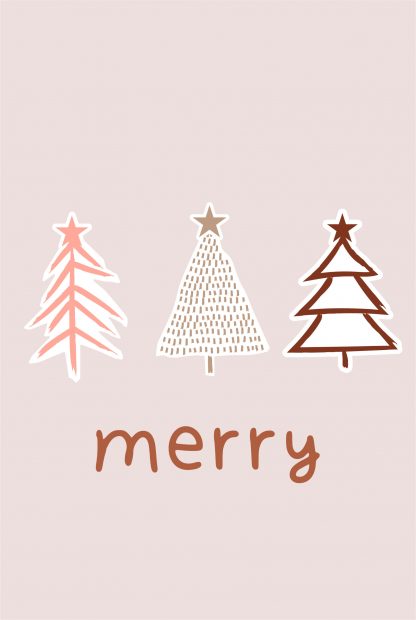 Merry christmas tree doodle poster