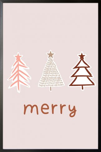 Merry christmas tree doodle poster