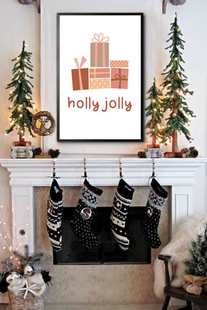 Holly Jolly sketch gift poster in interior