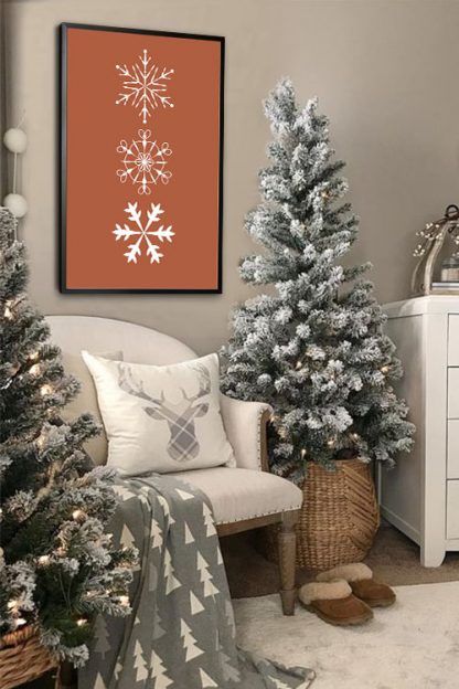Snowflakes boho color background poster in interior