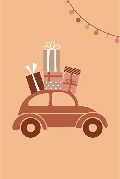 Christmas car with gifts poster