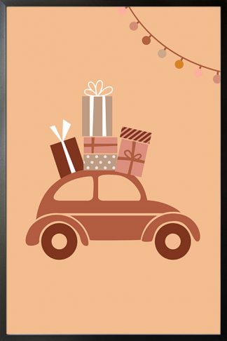 Christmas car with gifts poster