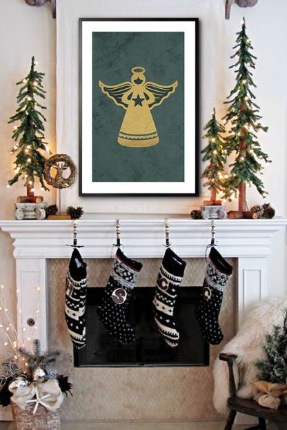 Gold angel ornament poster in interior