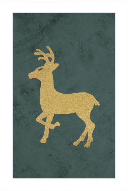 Gold deer ornament poster