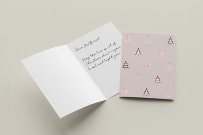 4 Pcs. Christmas Tree doodle pattern greeting card