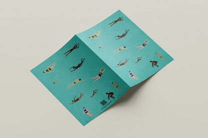 4 Pcs. Swimmers greeting card