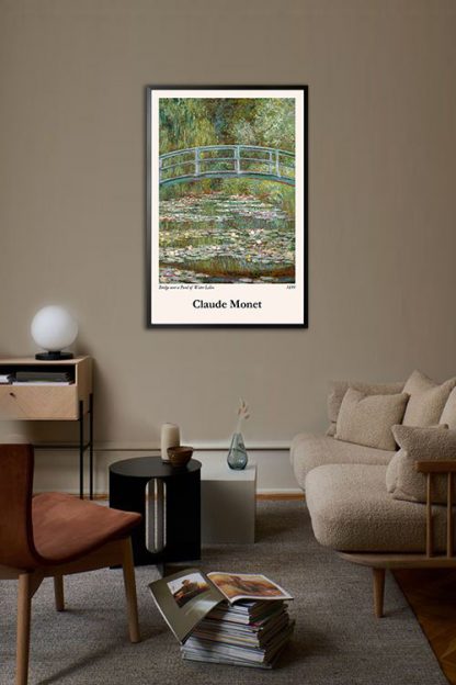 Bridge over a Pond of Water Lilies poster in interior